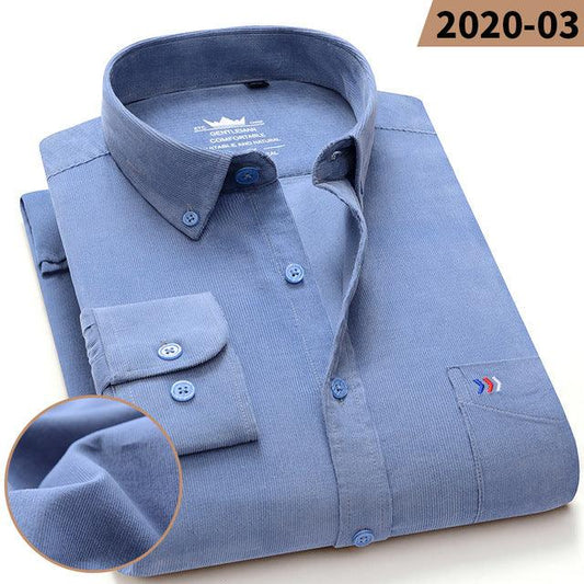 100% Cotton Plus Size 7XL Corduroy Shirt Mens Casual Long Sleeve Regular Fit Business Dress Shirts For Male Comfortable Pocket - Encouraging The Truth Organization