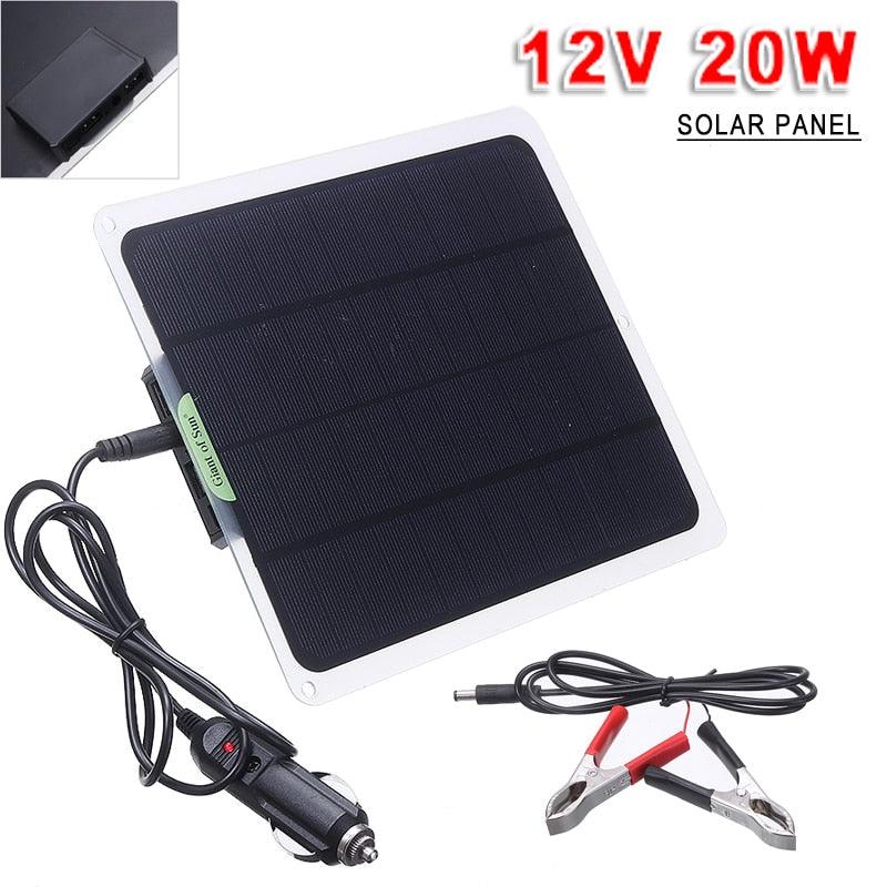 1PC 12V Solar Panel Battery Charger Kit 20W Trickle Boat Car Mobile Computer Travel Alternative Charger Accessories - Encouraging The Truth Organization