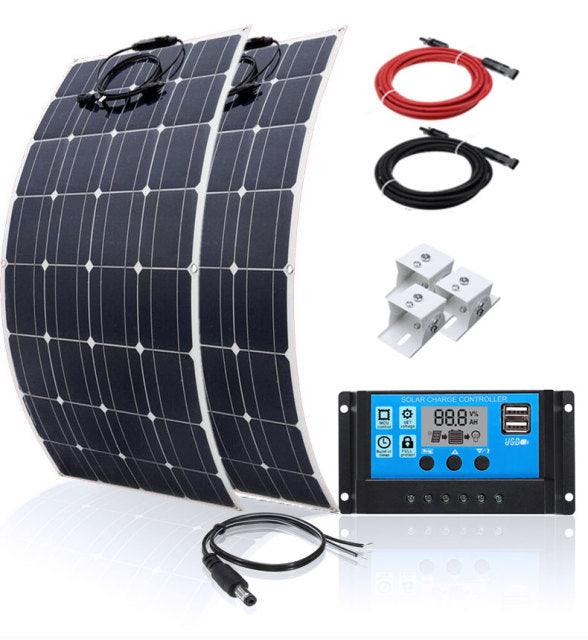 200W 100W Mono Flexible Solar Panel Solar Controller Module for Car RV Boat Home Roof Solar Battery camper van accessories - Encouraging The Truth Organization