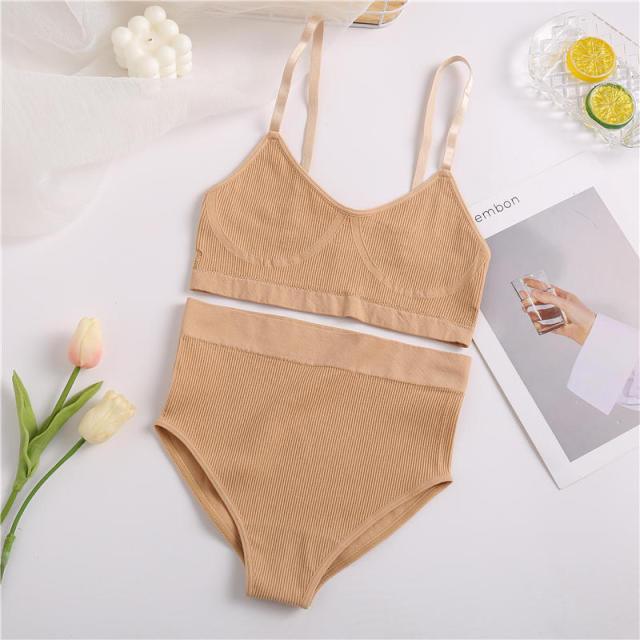 2PCS Bra Set Women Sexy Bralette Sexy Female Underwear Lingerie Ribbed Tops Girls Fashion Brassiere Basic Stretchy Tank Crop Top - Encouraging The Truth Organization