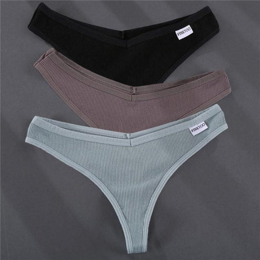 3PCS/Set G-string Panties Cotton Women's Underwear Sexy Panties Female Underpants Thong Solid Color Pantys Lingerie M-XL Design - Encouraging The Truth Organization