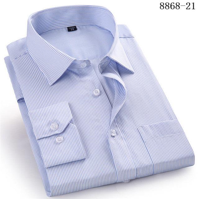 4XL 5XL 6XL 7XL 8XL Large Size Men's Business Casual Long Sleeved Shirt White Blue Black Smart Male Social Dress Shirts For Plus - Encouraging The Truth Organization