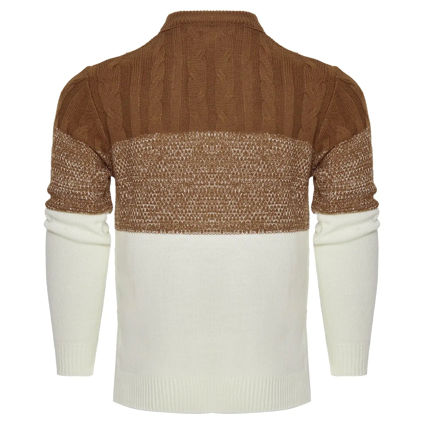 Men's Casual Color Block Cable Knit Pullover Sweater