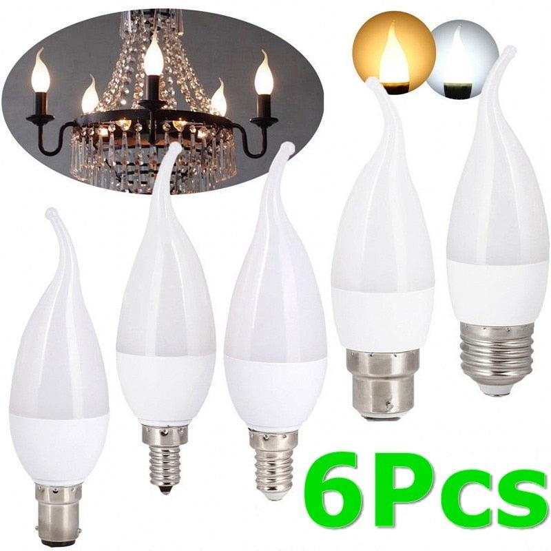 6pcs /lot LED Candle E14 AC220V 9W Save Energy spotlight Warm / cool white chandlier crystal Lamp Ampoule Bombillas Home Light - Encouraging The Truth Organization