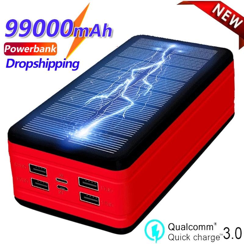 99000mAh Solar Power Bank Portable Charger Large Capacity LED 4USB Outdoor Travel External Battery for Samsung Xiaomi IPhone - Encouraging The Truth Organization