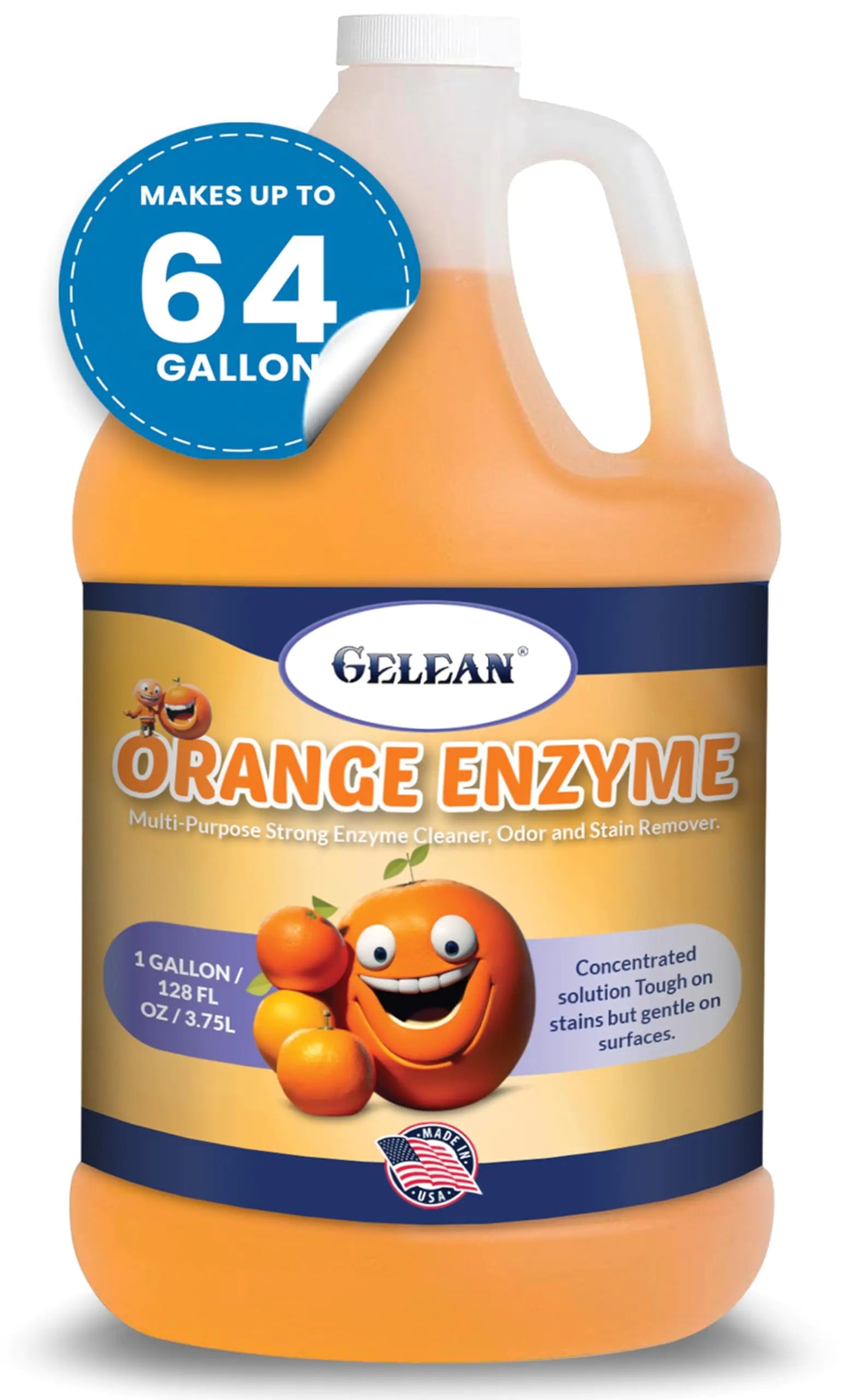 Multi-Purpose Enzyme Cleaner - Concentrate MAKES 64 GALLON - Stain and Odor Eliminator - ORANGE ENZYME - Odor Floor Cleaner USA Made All Purpose Cleaner 128 oz
