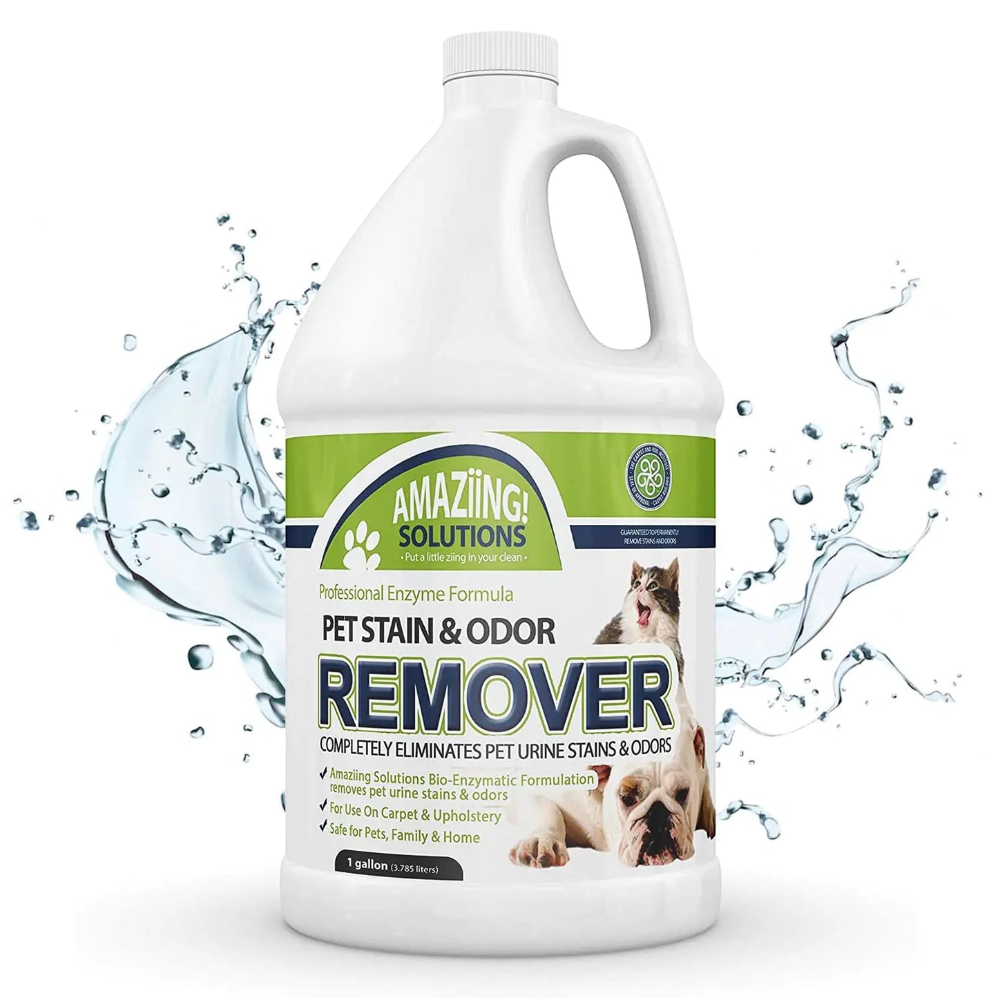 Amaziing Solutions Pet Stain and Odor Remover - Enzyme Cleaner Pet Urine Odor Eliminator Refill - Floor & Carpet Cleaner Pet Deodorizers For Home Fabric Freshener W/Fresh Clean Scent 1 Gallon