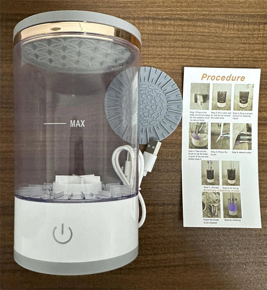 Makeup Brush Cleaner - Rechargeable Electric Brush Washer & Dryer with 7000 RPM Spin