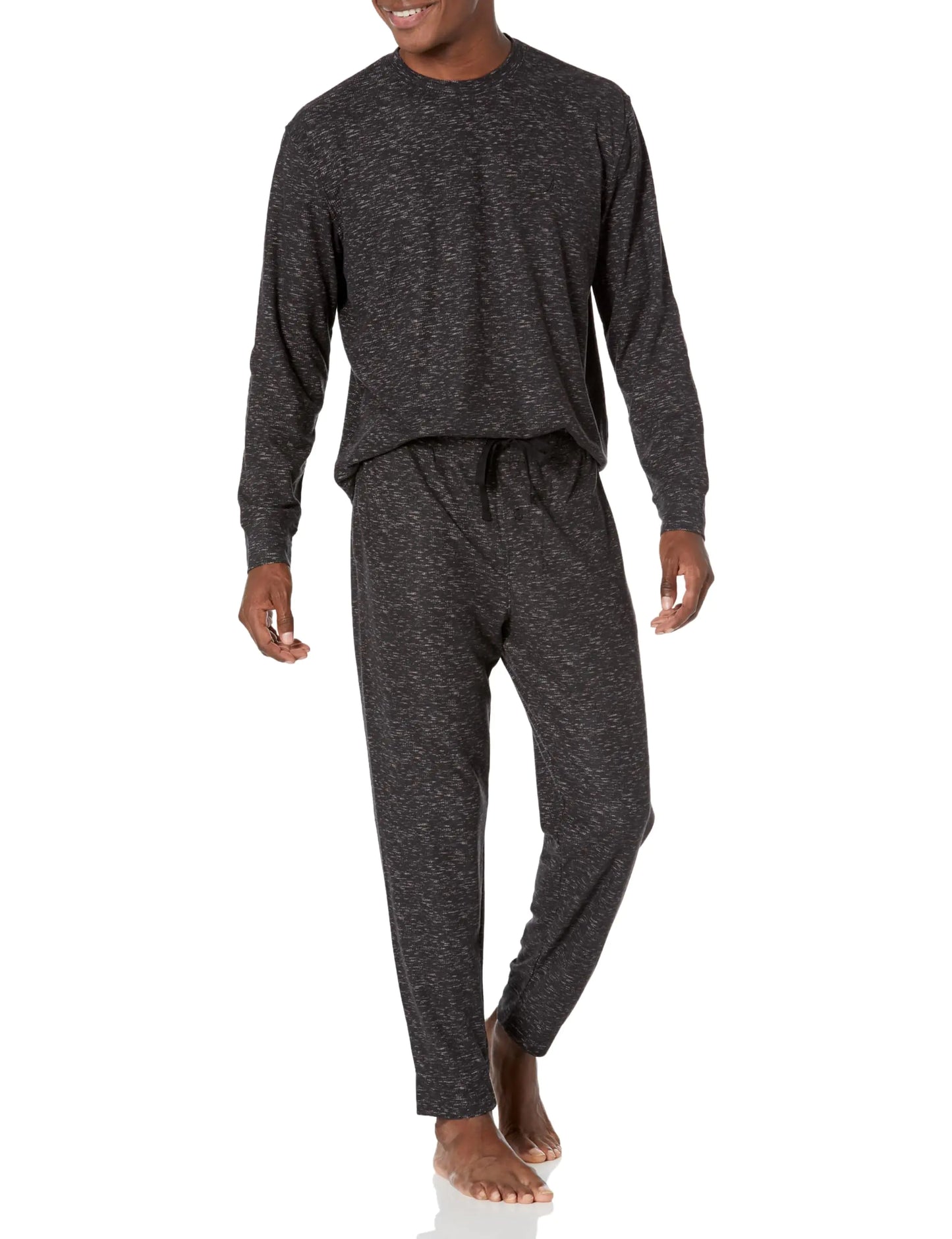 Nautica Mens Waffle Pajama Pant Set Charcoal Heather