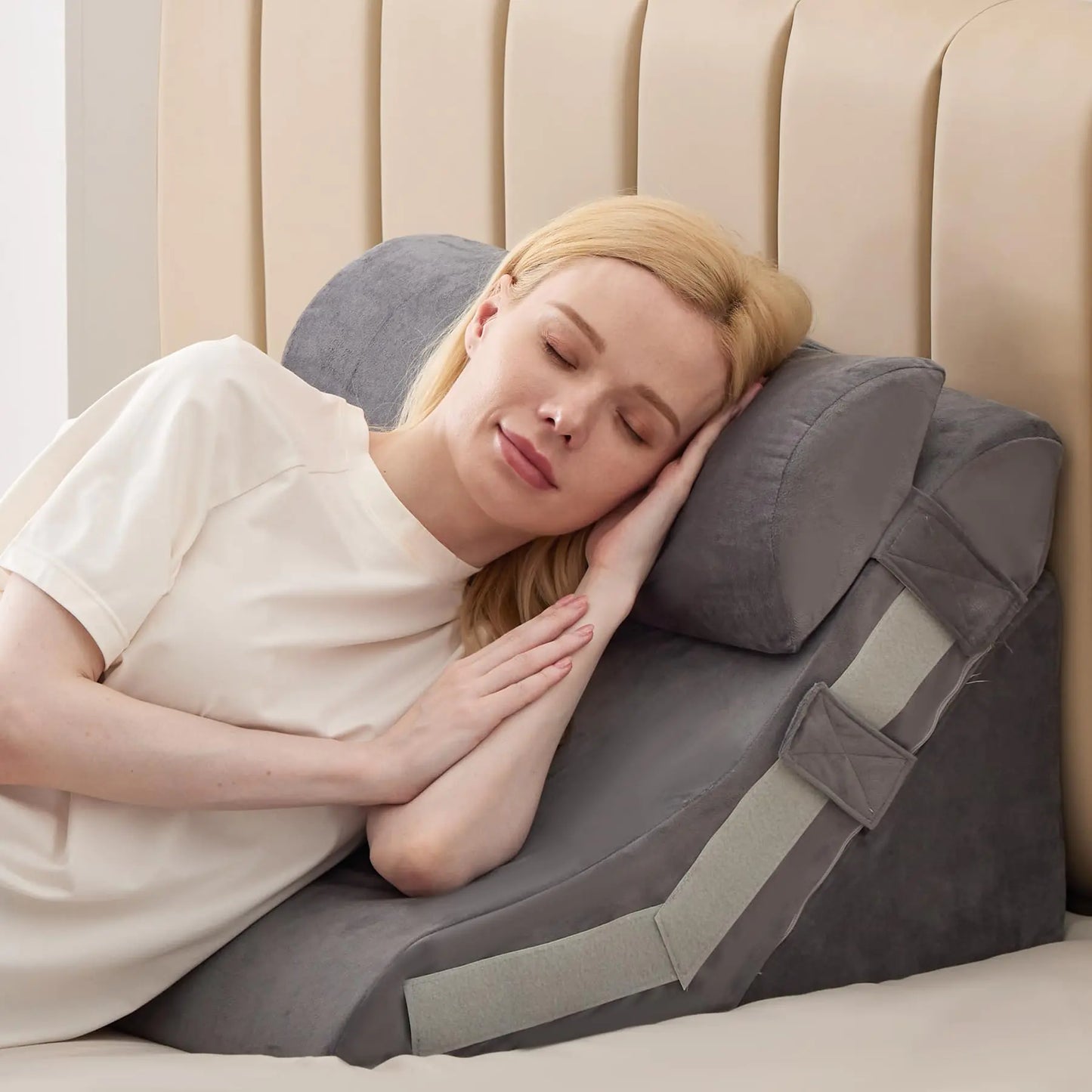 3-Piece Wide Wedge Pillow Set - 23" Adjustable Memory Foam for Sleep & Recovery