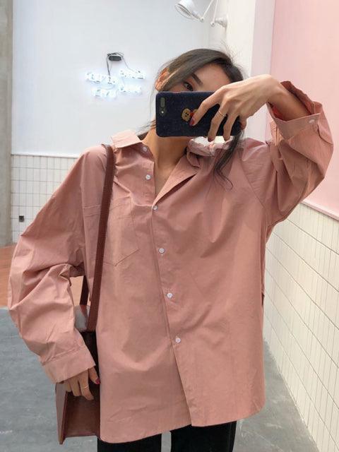 Beiyingni 2021 Spring Autumn Women Shirts White Plain Loose Oversized Blouses Female Tops Loose BF Korean Style Blusas Pockets - Encouraging The Truth Organization