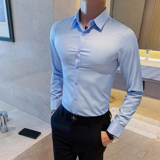 British Style Long Sleeve Shirt Men Clothing Fashion 2022 Autumn Business Formal Wear Chemise Homme Slim Fit Camisa Masculina - Encouraging The Truth Organization