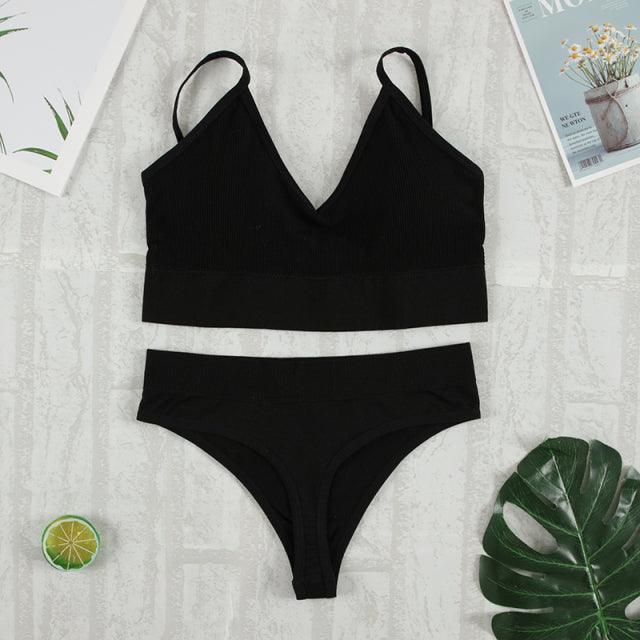 CHRLEISURE 2Pcs Bra Set Underwear Set Women Panties Sexy G-String Seamless Bralette Female Lingerie Soft Tank Crop Top 2022 New - Encouraging The Truth Organization