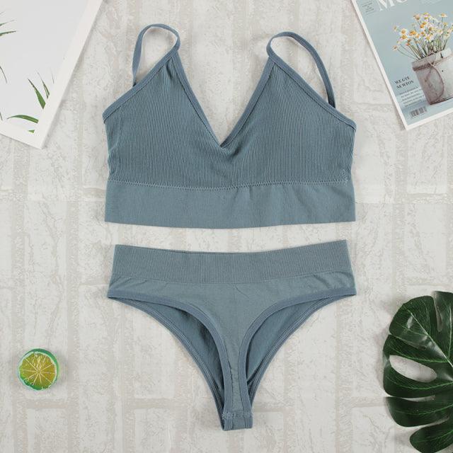 CHRLEISURE 2Pcs Bra Set Underwear Set Women Panties Sexy G-String Seamless Bralette Female Lingerie Soft Tank Crop Top 2022 New - Encouraging The Truth Organization