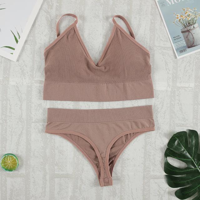 CHRLEISURE 2Pcs Bra Set Underwear Set Women Panties Sexy G-String Seamless Bralette Female Lingerie Soft Tank Crop Top 2022 New - Encouraging The Truth Organization