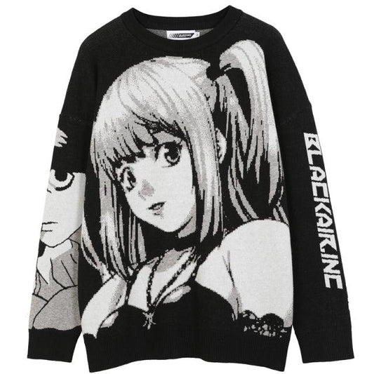 FGKKS Mens Hip Hop Streetwear Harajuku Sweater Vintage Japanese Style Anime Girl Knitted 2021 Cotton Pullover Sweaters Male - Encouraging The Truth Organization