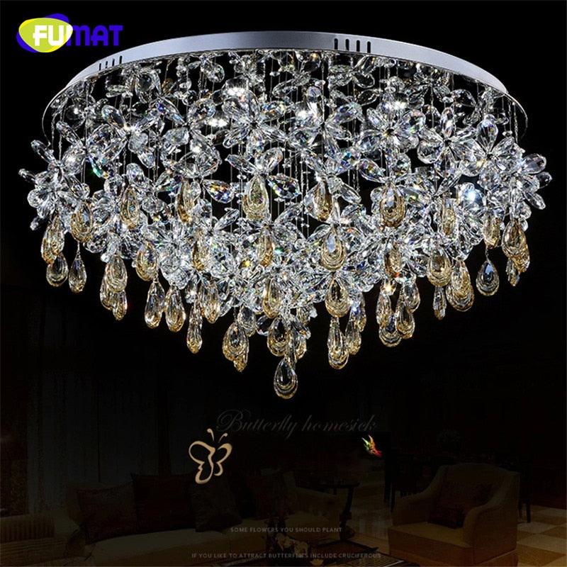 FUMAT K9 Crystal Chandelier Ceiling Lamp Modern Chandelier Living Room Round led light Christmas Crystal Flower Chandliers - Encouraging The Truth Organization