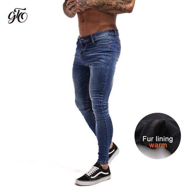 GINGTTO Jeans Men Elastic Waist Skinny Jeans Men 2020 Stretch Ripped Pants Streetwear Mens Denim Jeans Blue - Encouraging The Truth Organization