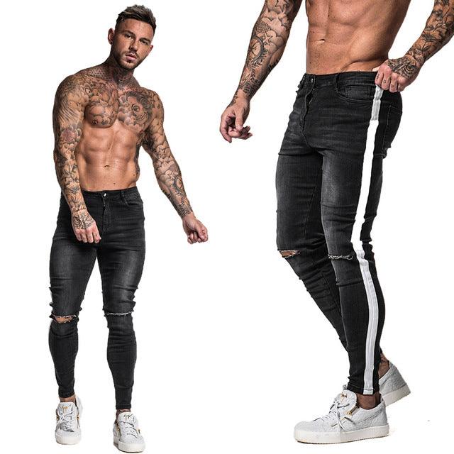 GINGTTO Jeans Men Elastic Waist Skinny Jeans Men 2020 Stretch Ripped Pants Streetwear Mens Denim Jeans Blue - Encouraging The Truth Organization