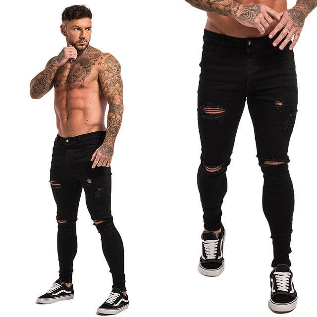 GINGTTO Jeans Men Elastic Waist Skinny Jeans Men 2020 Stretch Ripped Pants Streetwear Mens Denim Jeans Blue - Encouraging The Truth Organization
