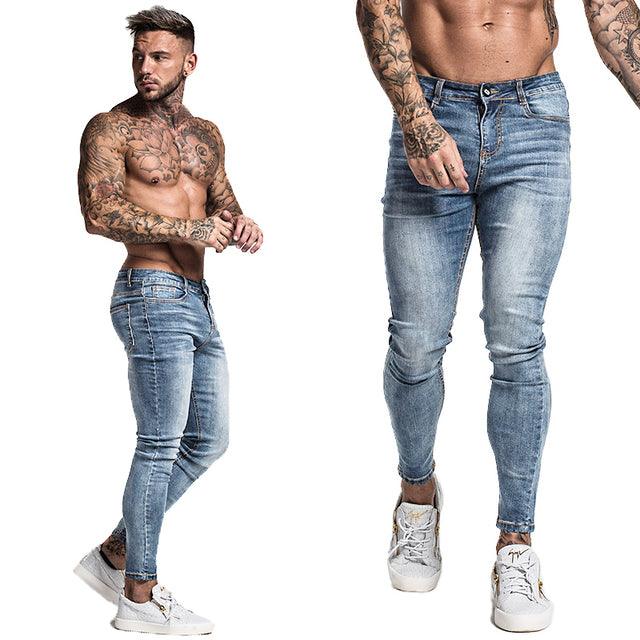 GINGTTO Jeans Men Elastic Waist Skinny Jeans Men 2020 Stretch Ripped Pants Streetwear Mens Denim Jeans Blue - Encouraging The Truth Organization