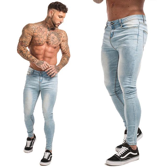 GINGTTO Jeans Men Elastic Waist Skinny Jeans Men 2020 Stretch Ripped Pants Streetwear Mens Denim Jeans Blue - Encouraging The Truth Organization