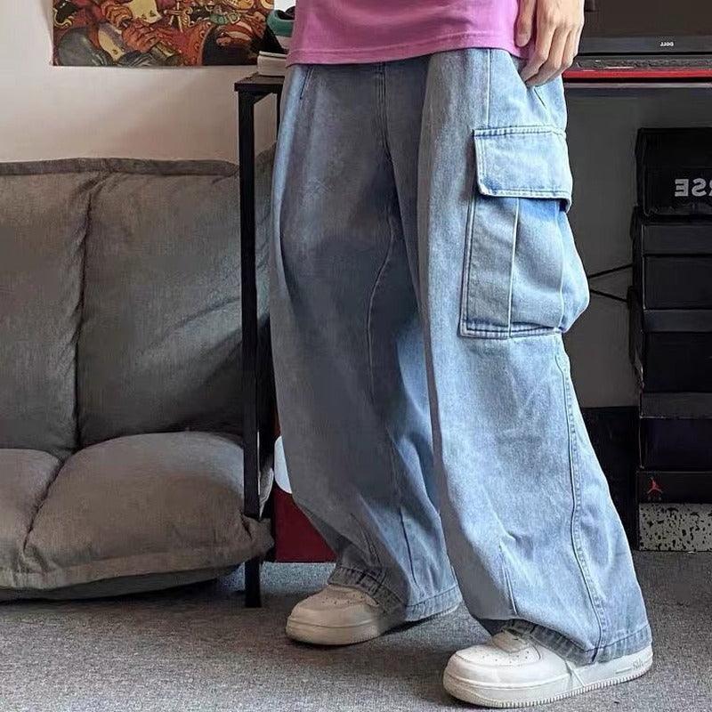 HOUZHOU Baggy Jeans Trousers Male Denim Pants Black Wide Leg Pants Men's Jeans Loose Casual Korean Streetwear Hip Hop Harajuku - Encouraging The Truth Organization