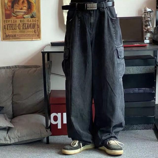 HOUZHOU Baggy Jeans Trousers Male Denim Pants Black Wide Leg Pants Men's Jeans Loose Casual Korean Streetwear Hip Hop Harajuku - Encouraging The Truth Organization