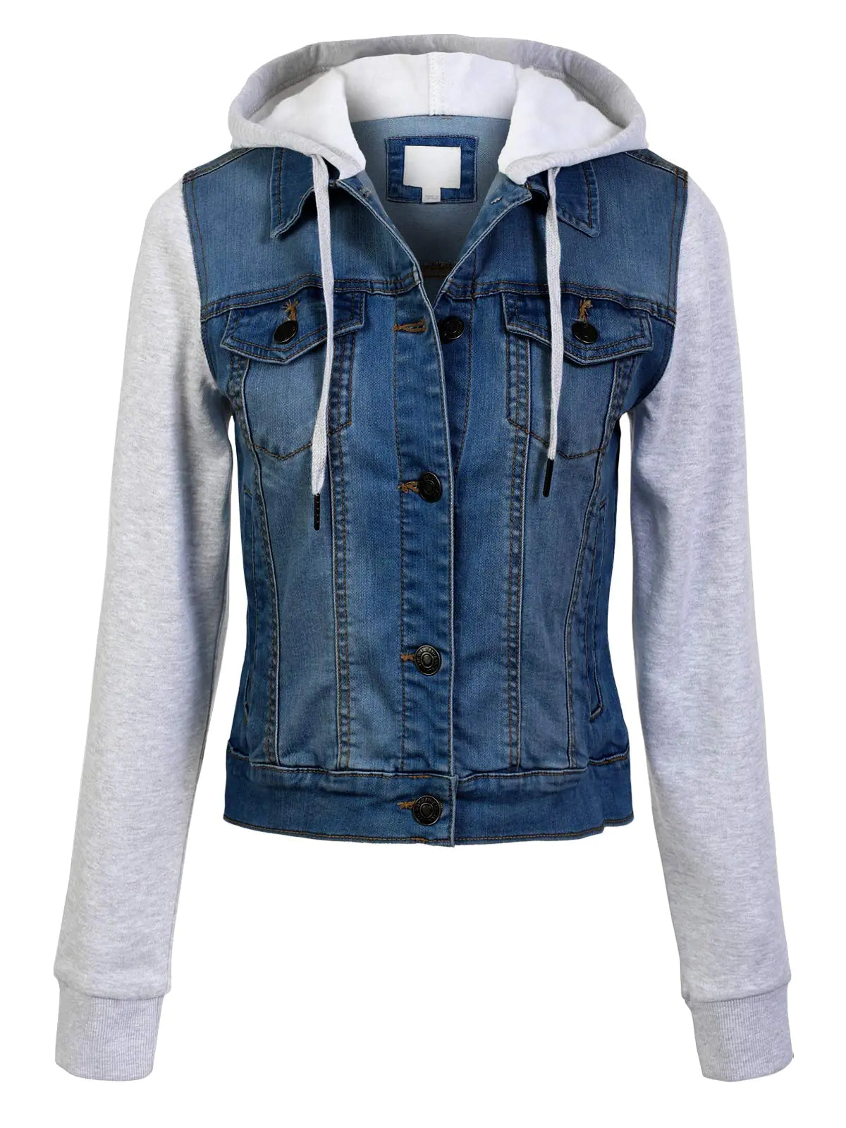 Design by Olivia Hooded Denim Jacket – Classic Medium Wash