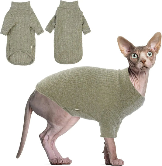 Soft Cotton Shirt for Sphynx & Hairless Cats - Breathable Pullover Turtleneck