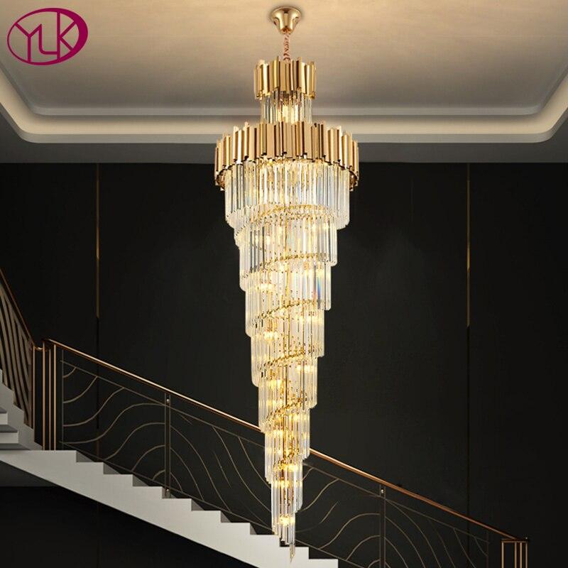 Modern Gold Crystal Chandelier for Staircase Luxury Lobby Long Hanging Light Fixtures Large Home Decor Gold Led Cristal Lamps - Encouraging The Truth Organization