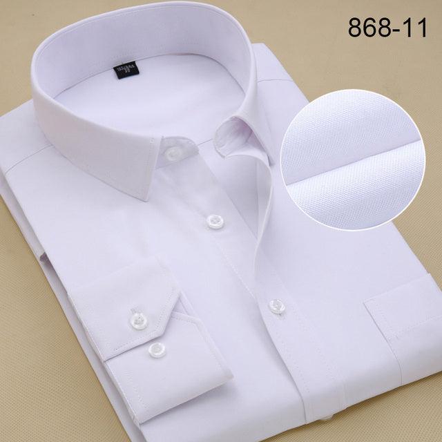 Plus Size Long Sleeve Men Dress Shirt Fashion Male Business Formal Wear Office Working White Shirts 45 46 47 48 Large Clothing - Encouraging The Truth Organization