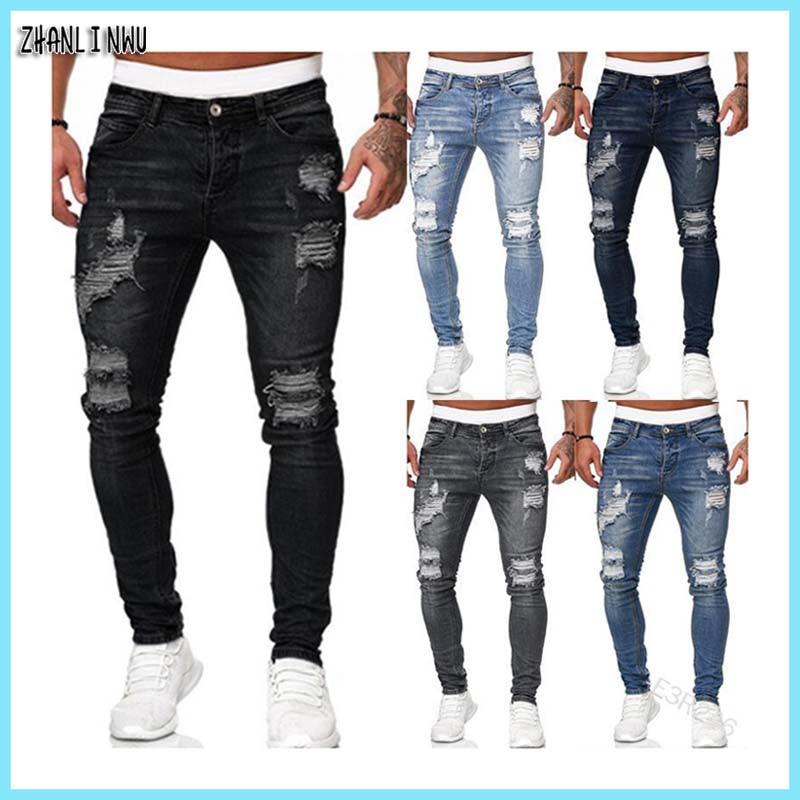Streetwear Fashion Black Ripped Jeans Men Skinny Slim Fit Blue Hip Hop Denim Trousers Casual Jeans for Men Jogging jean homme - Encouraging The Truth Organization