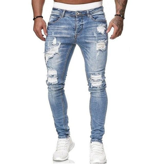 Streetwear Fashion Black Ripped Jeans Men Skinny Slim Fit Blue Hip Hop Denim Trousers Casual Jeans for Men Jogging jean homme - Encouraging The Truth Organization