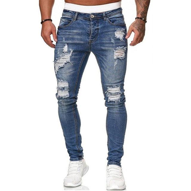 Streetwear Fashion Black Ripped Jeans Men Skinny Slim Fit Blue Hip Hop Denim Trousers Casual Jeans for Men Jogging jean homme - Encouraging The Truth Organization