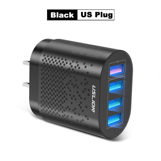 USLION EU/US Plug USB Charger 3A Quik Charge 3.0 Mobile Phone Charger For iPhone 11 Samsung Xiaomi 4 Port 48W Fast Wall Chargers - Encouraging The Truth Organization