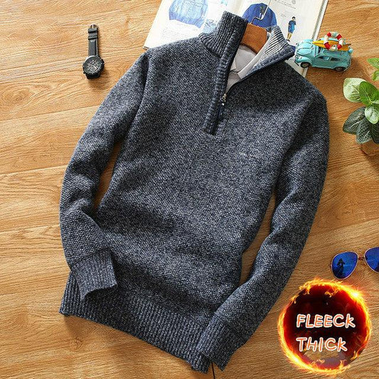 Winter Men's Fleece Thicker Sweater Half Zipper Turtleneck Warm Pullover Quality Male Slim Knitted Wool Sweaters for Spring - Encouraging The Truth Organization