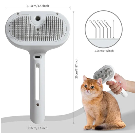 Pet Hair Spray Brush - 2-in-1 Grooming Tool with Water Mist for Dogs & Cats