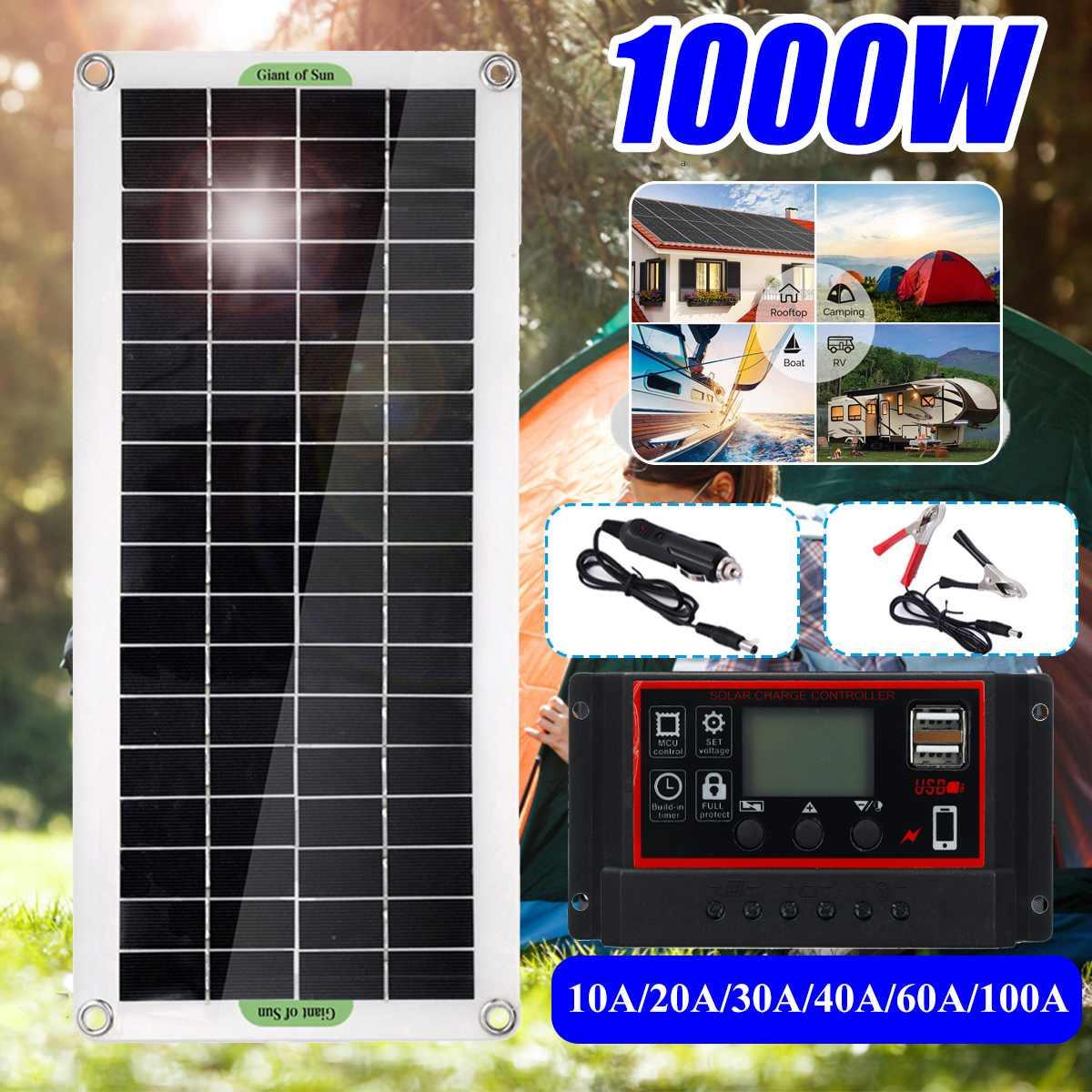 1000W Solar Panel 12V Solar Cell 10A-100A Controller Solar Panel for Phone RV Car MP3 PAD Charger Outdoor Battery Supply - Encouraging The Truth Organization