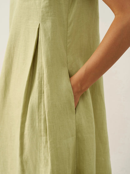 100% Linen Sleeveless A-Line Maxi Dress TARA