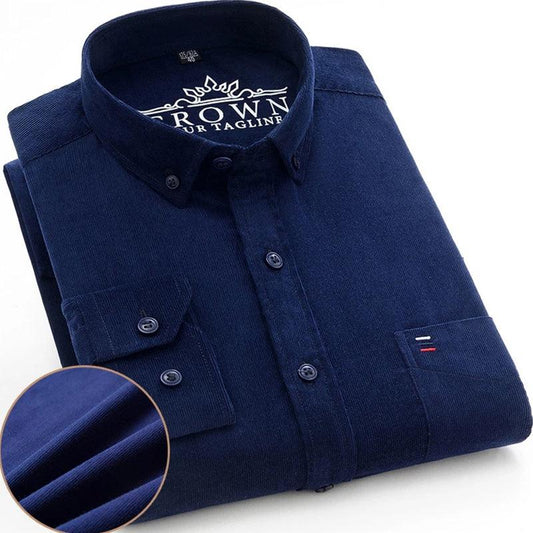 100% Cotton Plus Size 7XL Corduroy Shirt Mens Casual Long Sleeve Regular Fit Business Dress Shirts For Male Comfortable Pocket - Encouraging The Truth Organization