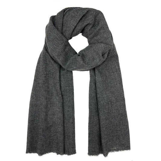 Charcoal Handloom Cashmere Scarf - Himalayan Grade A Artisan Crafted