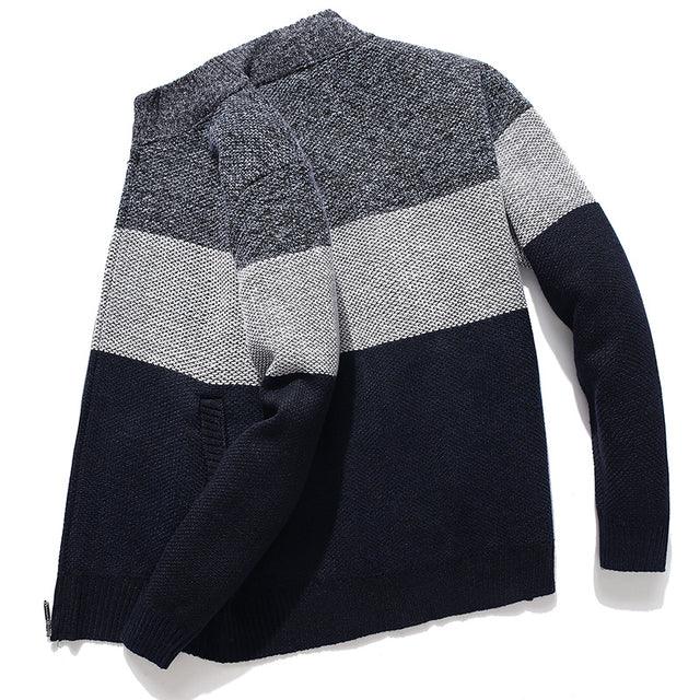 2020 New Cardigan Men Sweater Striped Grey Men&#39;s Sweater Oversized Knitted Cardigan Warm Clothes For Man 3XL Korean Style Homme - Encouraging The Truth Organization