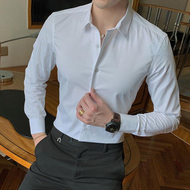 2022 New Fashion Cotton Long Sleeve Shirt Solid Slim Fit Male Social Casual Business White Black Dress Shirts 5XL 6XL 7XL 8XL - Encouraging The Truth Organization