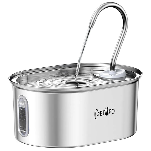 3.2L Stainless Steel Cat Water Fountain - 108oz Pet Dispenser with 2 Flow Modes & BPA-Free Design