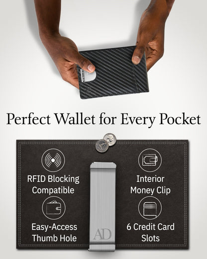 Genuine Leather Slim Money Clip Wallet – 7 Card Slots, RFID Blocking