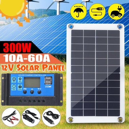 300W Solar Panel 12V Monocrystalline Cell 10/20/30A Solar Charger Controller For Battery Cell Phone Charger with Battery Clip - Encouraging The Truth Organization