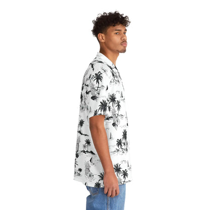 Men's Tropical Vintage Print Hawaiian Shirt - Tropical Seas Collection
