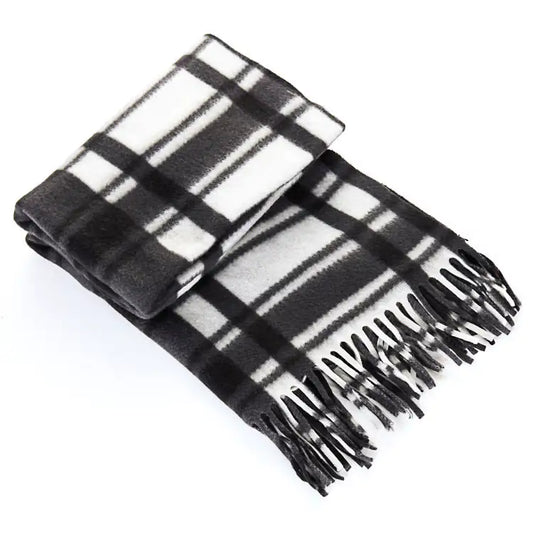 Autumn Winter Black White Plaid Plus-Sized Thickening Thermal Scarf - Unisex