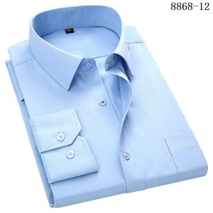 4XL 5XL 6XL 7XL 8XL Large Size Men's Business Casual Long Sleeved Shirt White Blue Black Smart Male Social Dress Shirts For Plus - Encouraging The Truth Organization